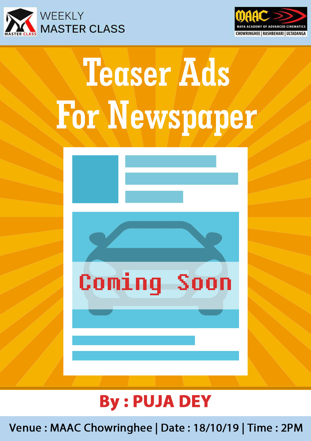 Weekly Master Class on Teaser Ads for Newspaper