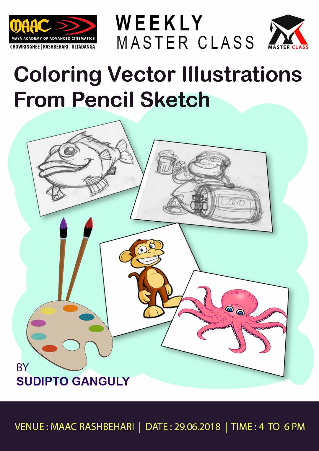 Weekly Master Class on Coloring Vector Illustrations from Pencil
