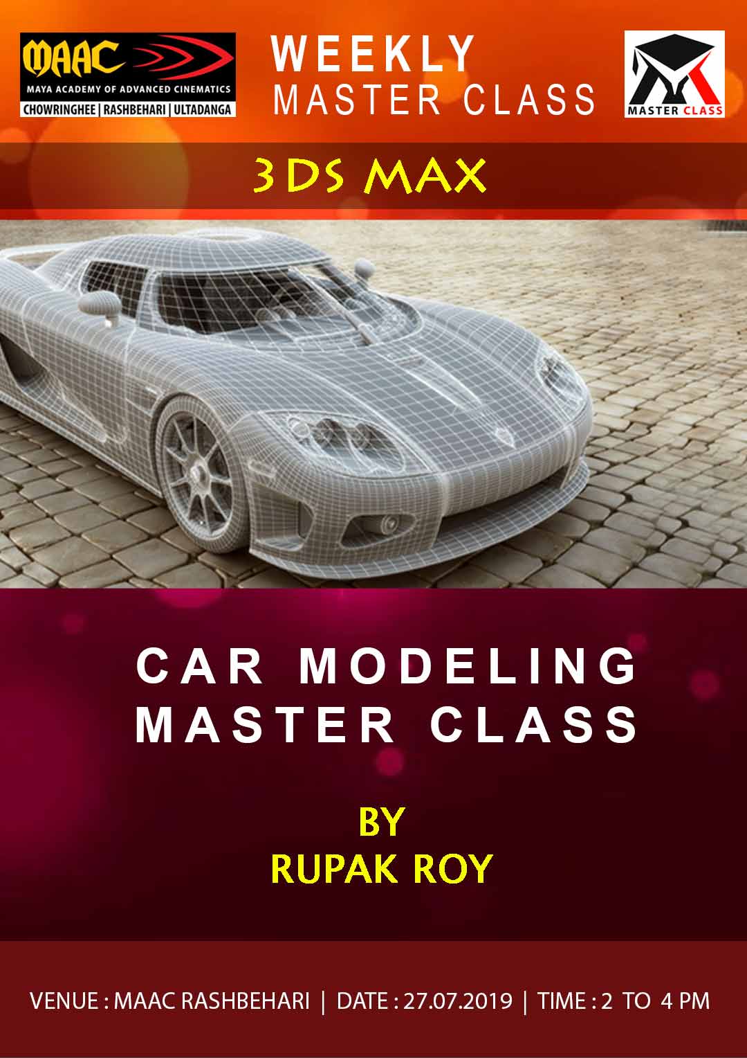 Weekly Master Class on Car Modeling in 3Ds Max