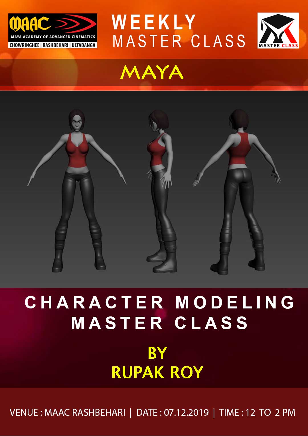 Weekly Master Class on Character Modeling in Maya
